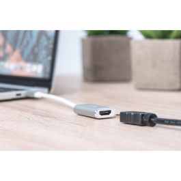 Digitus AG9310 Adaptador USB-C 3.2 Gen 1 a HDMI 4K, 0.2m, Macho a Hembra, Plug and Play, Plata