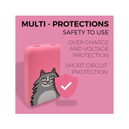 Wondee Bateria Externa 10.000 mAh Gato Rosa Portátil para Smartphone
