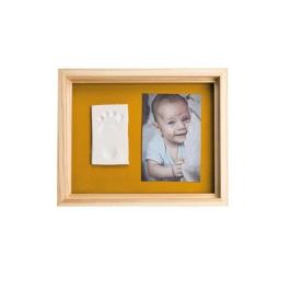 Baby Art Pure Frame - Kit de estructura con arcilla para modelar y estructura de madera de pino natural, rodillo, panel trasero reversible (verde/naranja)