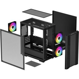 DeepCool CC360 ARGB Mini Tower PC Negro, compatible micro ATX/Mini-ITX con ventana lateral y filtro anti-polvo