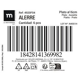 La Mediterranea Plato 16 cm "Alerre" MD, Diámetro 16 cm, Peso 320 g, Plato de Pared (24 Unidades)