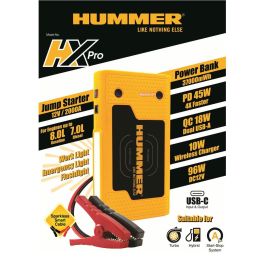 Arrancador Batería 12V 2000A Pico 10000mAh HUMMHXPRO para Motores 8.0L Gasolina / 7.0L Diesel, Power Bank y Carga Inalámbrica