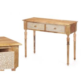 Mesa Recibidor 2 Cajones Hojas Natural Blanco Giftdecor 98x77x42 cm Madera Precio: 144.50000048. SKU: B16JMKQG94