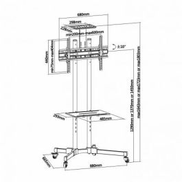 Aisens Soporte de suelo eco con ruedas para TV 37-70", bandeja DVD, soporte cámara, VESA hasta 600x400mm, carga 50kg, negro Aisens Soporte de suelo eco con ruedas para TV 37-70", bandeja DVD, soporte cámara, VESA hasta 600x400mm, carga 50kg, negro