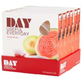 Day Juego de 6 Tapas Flexibles de Silicona Estirables y Herméticas para Recipientes Redondos Reutilizables Aptas para Microondas y Lavavajillas