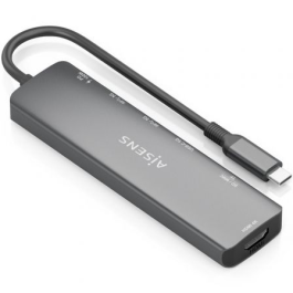 Aisens ASUC-7P026-GR Docking USB Tipo-C 7 en 1 con HDMI 4K, 2xUSB-A, USB-C PD 100W y Lector de Tarjetas SD/Micro SD Gris