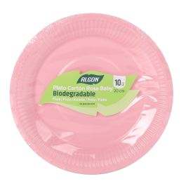 Set de 10 platos de cartón rosa Baby Soja 20 cm Algon (36 Unidades)