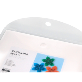 Liderpapel Cartulina A4 180g/m² Blanco Paquete 25+5 Hojas en Carpeta Dossier con Cierre Velcro