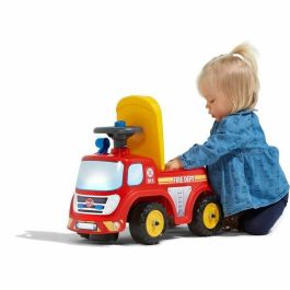 Falk correpasillos camión de bomberos para bebés y niños con asiento abatible, volante direccional y bocina