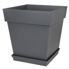 EDA Platillo cuadrado Toscana 40 cm Gris antracita para macetero Toscane 50 cm - Origine France Garantie
