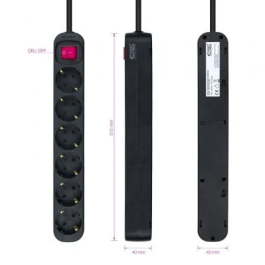 Nano Cable 10.37.0006-BK Regleta con Interruptor y 6 Tomas de Corriente Negro Cable 1.4m