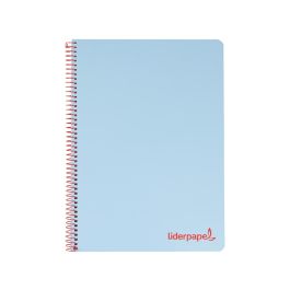 Cuaderno Espiral Liderpapel A6 Micro Wonder Tapa Plastico 120H 90 gr Cuadro 5 mm 4 Bandas Color Celeste