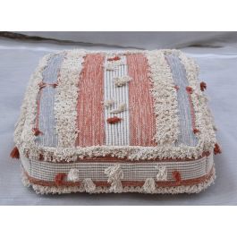 DKD Home Decor Cojín de Suelo Cuadrado Decorativo Boho Colección Losia de Poliéster con Rayas Colores Naranja y Blanco 60x60x25 cm Precio: 46.90686. SKU: B1279DZVW7