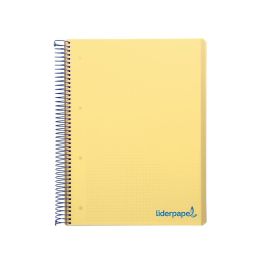 Cuaderno Espiral Liderpapel A5 Micro Wonder Tapa Plastico 120H 90 gr Cuadro 5 mm 5 Bandas 6 Taladros Color Amarillo