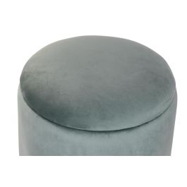 DKD Home Decor Reposapiés con Tapa y Almacenaje Turquesa 44x42x44 cm de Poliéster y Metal