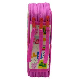 CYP BRANDS Plumier Peppa Pig Triple Completo con 39 Piezas: 16 Lápices, 16 Rotuladores, Bolígrafos, Lápiz, Goma, Sacapuntas y Regla