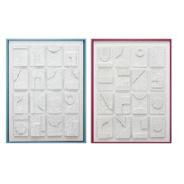 DKD Home Decor Cuadro de Pared Urban Abstracto Blanco Rosa Azul Lienzo Acrílico 80x60x3.8 cm - Set de 4 Unidades Surtidas Precio: 165.5000006. SKU: B16BQPQA6R