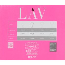 Lav Set 6 Copas Vino Tinto Misket 210 cc (4 Cajas)