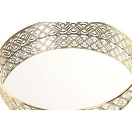 DKD Home Decor Bandeja Decorativa Metal Espejo Dorado 30x30x4.5 cm Set de 2 Unidades