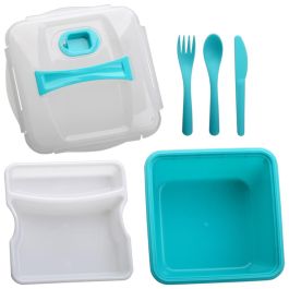 Cook Concept Fiambrera Take Away Con Plato Y Cubiertos Colores Surtidos