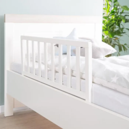 Roba Barandilla de Cama de Madera 90 cm - Protección Anticaída Segura para Bebés y Niños - 18 Meses a 5 Años - Blanco