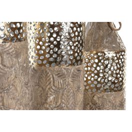 DKD Home Decor Jarrón Glam Dorado Beige 13 x 65 x 13 cm, Set de 3 Piezas de Metal y Cuerda