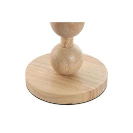 DKD Home Decor Lámpara de Sobremesa Urban de Madera Hevea y Lino Marrón Beige con Detalle de Bolas, 32x32x56 cm E27