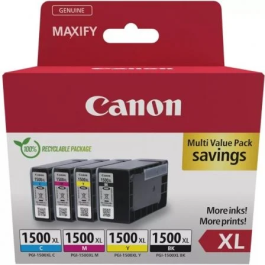 Canon Tinta Ecopack Bk+C-M-Y Pack 4XL PGI-1500XL para Maxify IB 4050-4150, MB 5150-5155-5350-5450 Precio: 66.50000038. SKU: B12R8D7DMH