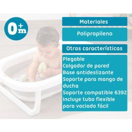 KioKids Bañera Plegable para Bebé +0 Meses con Tubo de Desagüe y Colgador de Pared