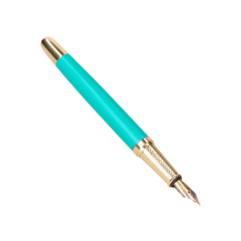 Belius Pluma Soirée Art Deco Turquesa y Dorado Tinta Azul Caja de Diseño