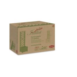 Stefanplast STE8003507801066 Jardinera cuadrada Italia con enrejado, 30L, Plástico, Antracita