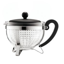 Bodum BOD0727015205137 Tetera Chambord 1 L de Vidrio y Acero Inoxidable Gris
