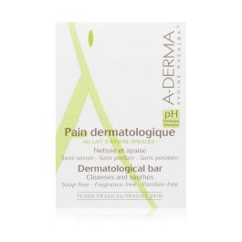 A-Derma DERMOPAN Pastilla Limpiadora Corporal Suave Sin Jabón, Piel Sensible, Frágil y Reactiva con Avena Rhealba® 100 g