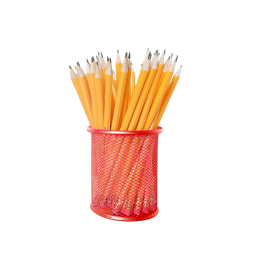 Q-connect Cubilete Portalapices Rojo Metal Redondo Rejilla Diametro 86 mm Alto 105 mm