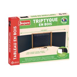 Jeujura Pizarra Mural Tríptico de Madera Roble Teñido 59x46 cm con 3 Paneles para Tiza y Rotulador Borrable en Seco Precio: 47.68999983. SKU: S7145230