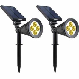 LUMI GARDEN Lote de 2 focos Foco LED de luz solar puntiagudo - Luz blanca cálida - 34 cm