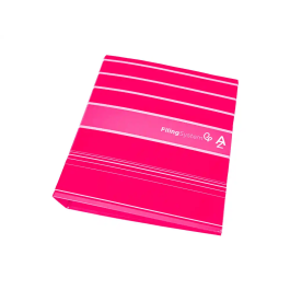 Liderpapel Archivador de Palanca A4 Filing System 80mm Rosa con Caja y Compresor Metálico Forrado