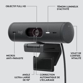 Logitech BRIO 500 Webcam Full HD 1080p 60fps con Autoenfoque y Tapa de Privacidad Grafito