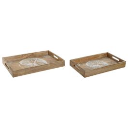 DKD Home Decor Bandeja Decorativa Indio de Madera de Mango con Diseño Árbol, Acabado Decape Blanco Natural, 27x5.5x43.5 cm, Set de 2 Precio: 29.49999965. SKU: B1ENKK7AE2