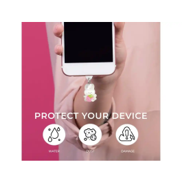 Wondee Charm Funny Protege y Decora tu Móvil con Conejito Blanco, Protege Puerto de Carga Tipo-C/Lightning del Polvo, Accesorio y Charm para Smartphone, Blanco