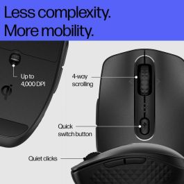 HP 695 Ratón Inalámbrico Recargable hasta 4000 DPI Bluetooth Multi-Dispositivo Negro 8F1Y4AA