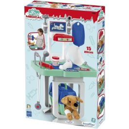 Ecoiffier 1908 Centro veterinario con mesa de exploración, bañera, ducha, escáner y peluche para niños +18 meses