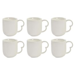 DKD Home Decor Taza Cerámica Blanco y Natural 18x18x31 cm Set de 4 Piezas (2 Unidades)
