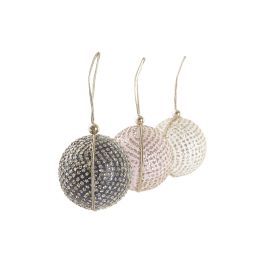DKD Home Decor Adornos Colgantes de Navidad Modernos PVC Colores Surtidos Rosa Gris Oscuro Blanco Dorado para Árbol (24 Unidades)