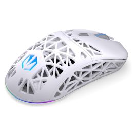 Endorfy LIV Plus Wireless Onyx White - Ratón Gaming Ambidiestro Óptico Inalámbrico Bluetooth 26000 DPI 6 Botones Programables RGB Blanco