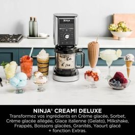 Ninja NC501EU Creami Deluxe Máquina de Helados y Batidos 2.1L con 3 Recipientes, Preparación de Sorbete, Negro/Plata