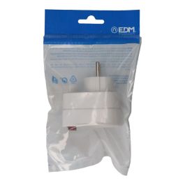 Edm Clavija Adaptadora con Interruptor Blanca 3680W 16A 250V Patas 4.8mm Schuko T/TL Luminoso