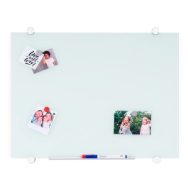 Q-connect Pizarra Blanca Magnética de Cristal Templado 90x60 cm con Marco de Aluminio
