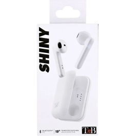 TNB SHINY Auriculares Bluetooth TWS Inalámbricos True Wireless con Estuche de Carga Blanco - Tecnología Bluetooth 5.0, Diseño Ergonómico Ligero y Compacto