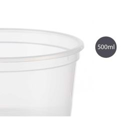 Leknes Fiambrera de plástico redonda 500 ml, transparente, cierre hermético, apta para microondas, 12.5x6.2x12.5 cm (24 Unidades)